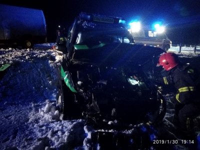 staranowany samochód SG 