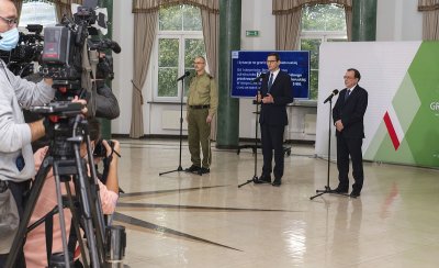 Konferencja prasowa w KGSG na temat wydarzeń na granicy polsko-białoruskiej 