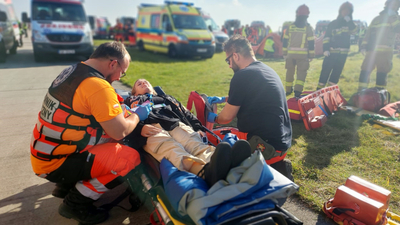 Ćwiczenia ewakuacyjno-ratownicze na lotnisku 