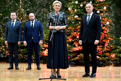 Spotkanie wigilijne Prezydenta RP i Pierwszej Damy RP z funkcjonariuszami służb mundurowych 