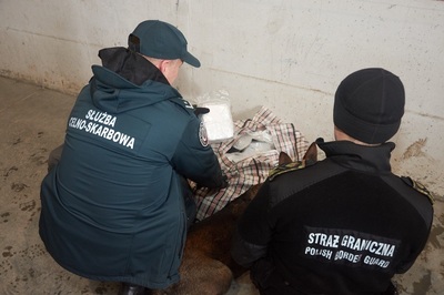 Funkcjonariusze zabezpieczają nielegalny towar 