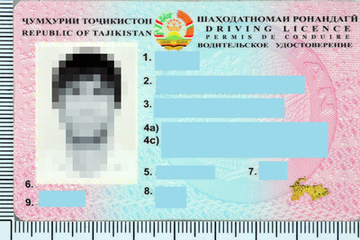 Podrobione prawo jazdy z Tadżykistanu 