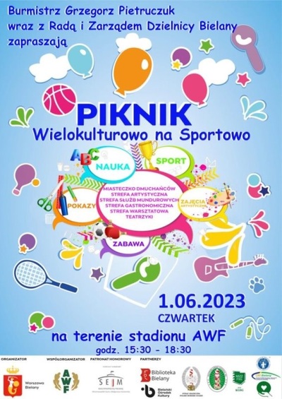 Plakat-zaproszenie na piknik Wielokulturowo na Sportowo 