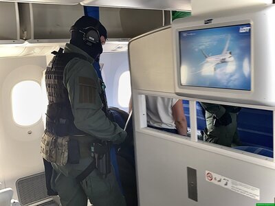Funkcjonariusz GIS na pokładzie samolotu 