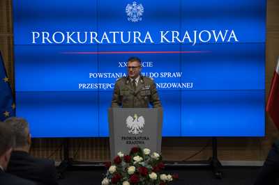 Gen. bryg. SG Tomasz Michalski uczestniczył w obchodach XXX-lecia pionu ds. przestępczości zorganizowanej w Prokuraturze Krajowej. Fot. Prokuratura Krajowa Gen. bryg. SG Tomasz Michalski przemawia podczas obchodów XXX-lecia pionu ds. przestępczości zorganizowanej w Prokuraturze Krajowej.