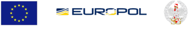 Logo UE, Europol i Straż Graniczna.