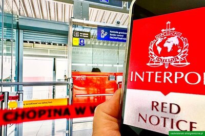 Grafika z czerwoną notą Interpolu Grafika z czerwoną notą Interpolu